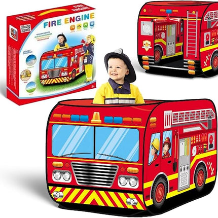 Pop Up Play Tent for Kids - My First Foldable Indoor & Outdoor Playhouse Vehicle Toys for Toddlers, Boys and Girls (Fire Truck)