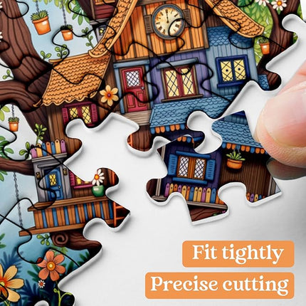Treehouse Puzzles for Adults 1000 Pieces, Colorful Fantasy Tree of Life Jigsaw Puzzles, Challenging Floral Plant Puzzle