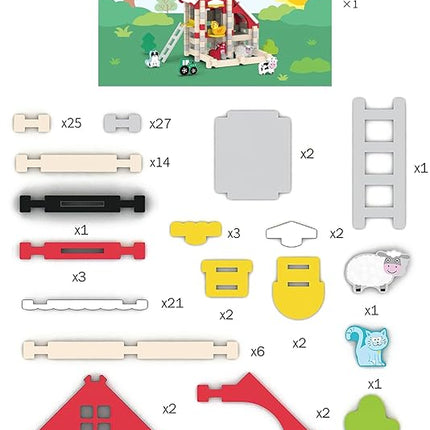 127PCS Wooden Building Blocks Set for Toddlers, Construction City Stacking Toys, Preschool Learning Educational Toys for Kids 3+ Years Girls and Boys (Farm)