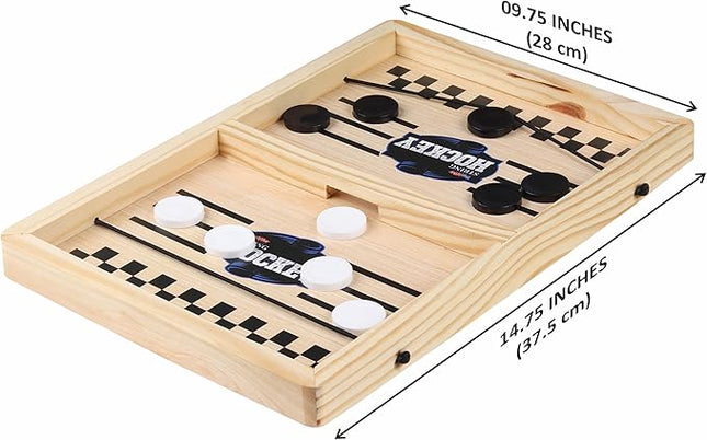 Ankit Toys & Games Fast Sling Puck Board Game – Wooden Indoor Tabletop Hockey Game for Kids & Adults | Fun Family Party Game | Fast-Paced Action, Strategy & Skill Play