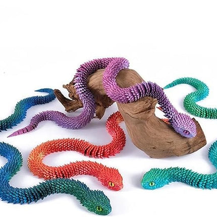 24 in 3D Printed Animals-Snake Viper,3D Printed Snake Toys 3D Printed Articulated Snake 3D Printed Animals Animal Model Ornaments Creative Funny Toy Festival Gift for Frends (Rainbow)