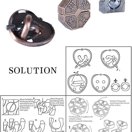 Brain Teaser Puzzle for Adults Puzzles Metal Hole Lock Adult Educational Toy Jigsaw IQ Puzzle (Orange)