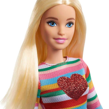 Barbie It Takes Two Doll, Malibu Fashion Doll with Blonde Hair, Rainbow Shirt, Denim Skirt & Pink Shoes