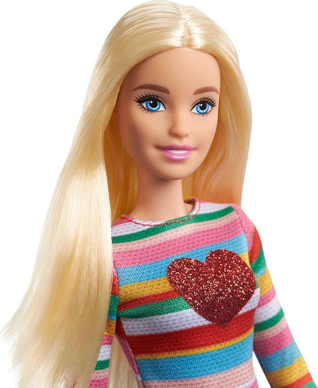 Barbie It Takes Two Doll, Malibu Fashion Doll with Blonde Hair, Rainbow Shirt, Denim Skirt & Pink Shoes