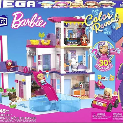 MEGA Barbie Color Reveal Building Toys Set, DreamHouse with 545 Pieces, 5 Micro-Dolls, 6 Pets and Accessories, 30 + Surprises, Kids Ages 6+ Years