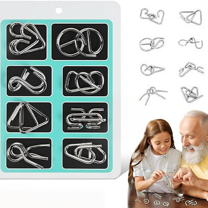 Metal Brain Teaser Puzzles Ring Educational Toys, Steel IQ Games Physics Mind Metal Puzzles for Adults, Unlock Interlock Game, Brain Teaser Puzzle for Party Favor Kids (B)