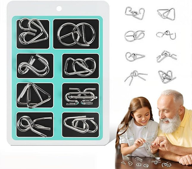 Metal Brain Teaser Puzzles Ring Educational Toys, Steel IQ Games Physics Mind Metal Puzzles for Adults, Unlock Interlock Game, Brain Teaser Puzzle for Party Favor Kids (B)