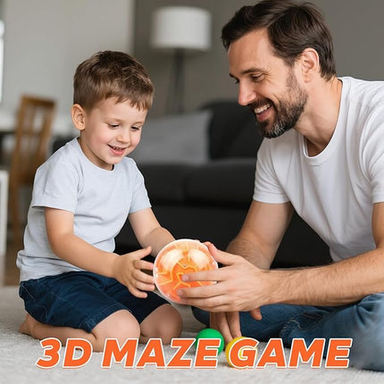 Amaze 3D Memory Sequential Maze Ball Puzzle Toy Gifts for Kids Adults - Challenges Game Lover Tiny Balls Brain Teasers Game (Orange)