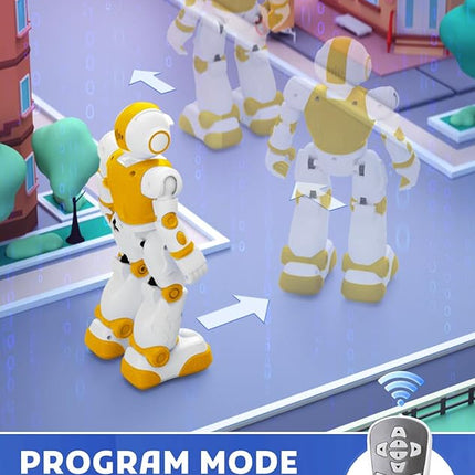 Robot Toys for Kids,Programmable Remote Control Smart Walking Dancing Robot Toy with Gesture & Sensing for Age 4 5 6 7 8 9 10 Year Old Boys for Birthday Present,Yellow