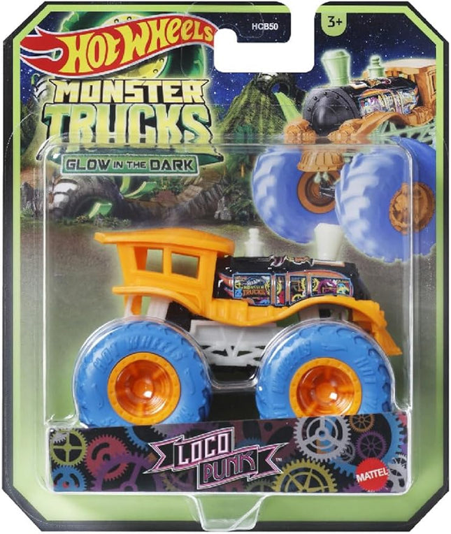 Hot Wheels Monster Trucks Glow in The Dark 1:64 Scale Trucks (Loco Punk)