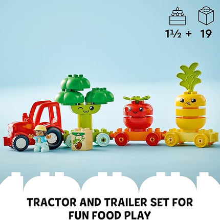 LEGO DUPLO My First Fruit and Vegetable Tractor Toy 10982, Stacking and Color Sorting Toys for Babies and Toddlers Ages 1 .5-3 Years Old, Educational Early Learning Set