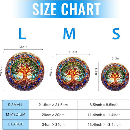 Wooden Puzzles for Adults - Stained Glass Tree of Life Wooden Puzzles - Unique Shaped Wooden Jigsaw Puzzles - 100 Pieces Plant Puzzles - Home Decoration (S-8.5 * 8.5in)