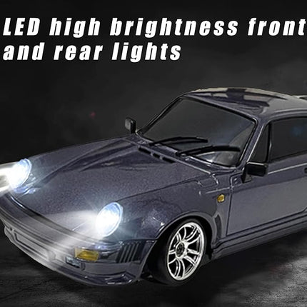 LDRC 1898 1:18 RC Drift Car 911 2.4GHz RWD with Gyroscope on-Road Alloy Body Shell Racing Cars Radio Control (Purple)