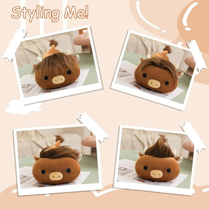 SQEQE Weighted Highland Cow Plush, Weighted Highland Cow Stuffed Animal, Cute Cow Plushies Soft Pillow Toy Gift for Kids Adults 23.6 Inch, 3.1 Lbs