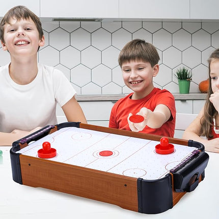Air Hockey Game Table Air Hockey Table for Kids Tabletop Games 20 Inch Tabletop Air Hockey Table with 2 Pucks and 2 Pushers, Tabletop Air Hockey Game with Powerful Fan for Kids Game Room, Living Room