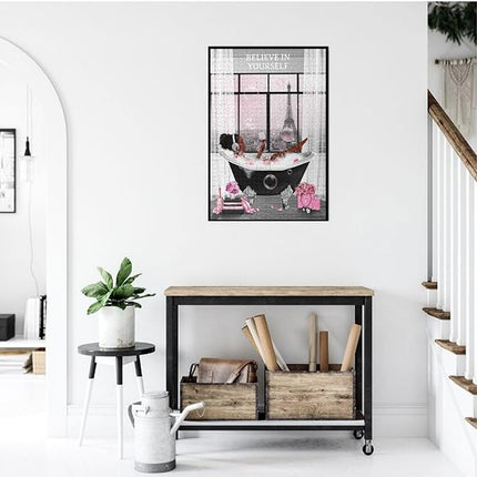 African American Jigsaw Puzzles 1000 Pieces for Adults, Bath Time Drinking Scene, Black Woman Wooden Puzzle for Stress Relief, Challenging Brain Teaser & Home Decor