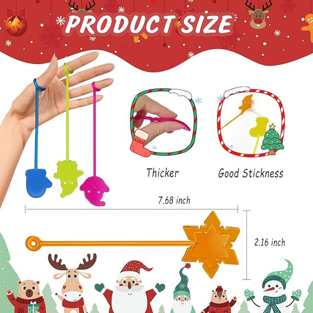 Christmas Sticky Hands Bulk 42PCS Christmas Party Favors for Kids Stocking Stuffers for Kids Stretchy Sticky Hand Toy Goodie Bag Stuffers Fillers Toys Classroom Prizes Carnival Birthday Party Supplies