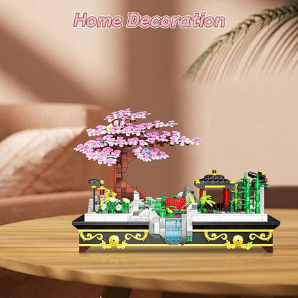 Cherry Blossom Tree Building Set Japanese Sakura Bonsai Block, Flowers House Mini Bricks Building Kit, Home Office Decoration, Creative Toys Gift for Adults Teens Children Kids 8+, 1008 pcs