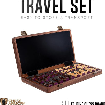 Chess Armory 15 inch Chess Set Magnetic - Premium Wooden Board Game with a Portable Wood Case and Secure Storage for Pieces, Set for Kids and Adults (Walnut Wood)