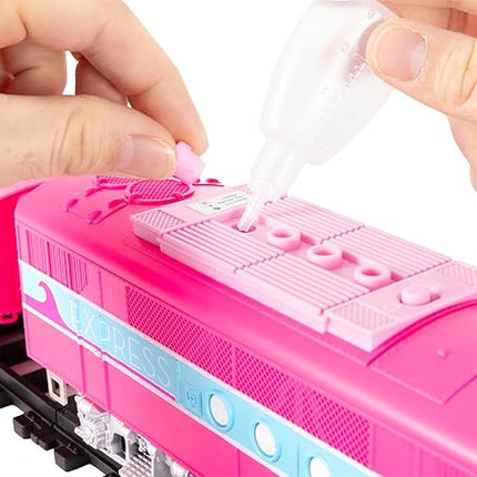 Lionel Mattel Barbie Battery O Gauge Toy Train Set with Remote, Locomotive, Train Cars, & Track with Authentic Train Sounds, Lights, & Water Vapor Smoke Effects for Kids 4+