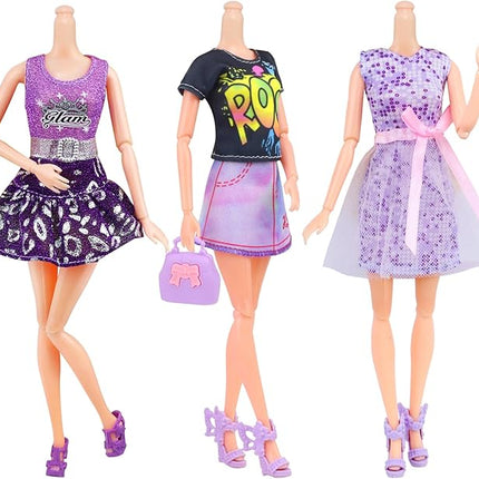 17 Pcs Doll Clothes and Accessories Suitcase Travel Set - Miniature Laptop Computer Tablet Phone, Suitcase,Backpack Bag,Clothes Set,Shoes,Telescope,Dollars,Omelette Toast Set for 11.5" Doll