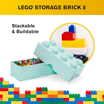 Room Copenhagen, LEGO Brick Box Stackable Storage Containers - Organizational Building Blocks - 19.69 x 9.84 x 7.09 Inches - Brick 8, Aqua