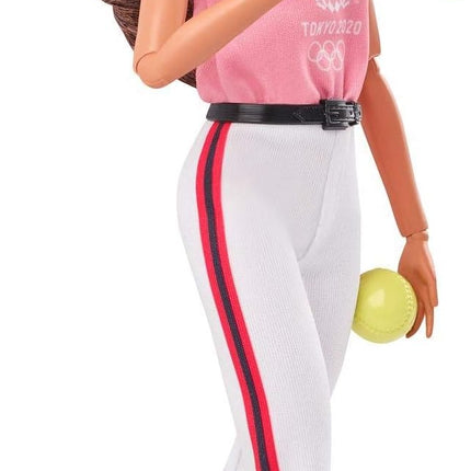 Barbie Olympic Games Tokyo 2020 Softball Doll with Softball Uniform, Tokyo 2020 Jacket, Medal, Softball, Bat and Glove for Ages 3 and Up