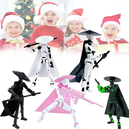 2 Packs T13 Action Figure Set (Assembly Completed) - Titan 13 Robot Movable, 3D Printed Articulated, Full Body Mechanical Doll - Christmas Birthday Gift for Kids Adult (G+S)