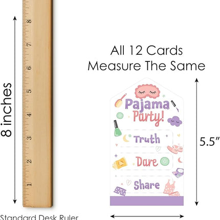 Big Dot of Happiness Pajama Slumber Party - Girls Sleepover Birthday Party Game Pickle Cards - Truth, Dare, Share Pull Tabs - Set of 12