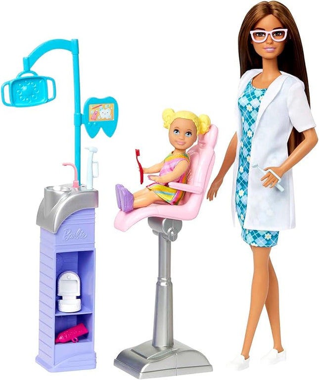 Barbie Careers Playset, Dentist with Blonde Doctor Fashion Doll, Toddler Small Doll, Furniture & Accessories