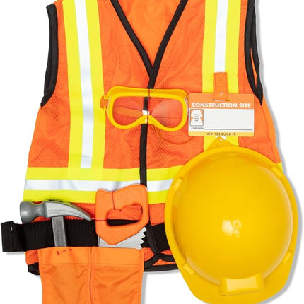 Melissa & Doug Construction Worker Costume Set (6-Piece) with Deluxe Jumbo Cardboard Blocks (24-Piece)