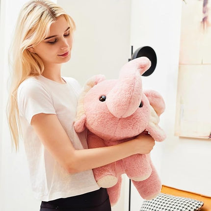 uoozii 24" | 5 Pounds Pink Elephant Weighted Stuffed Animals with Unscented Microwavable Heating Pad, Cute Coolable Heatable Weighted Plush Warm Gift for Kids & Adults