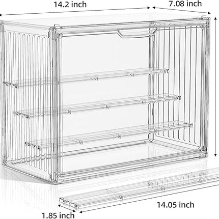 Clear Acrylic Display Case for Collectibles 4 Layer Hobby Figure Display Case Box with Shelves Stackable Figurine Display Shelf for Funko Pop, Pop Mart, Labubu, Model, 2 Pack