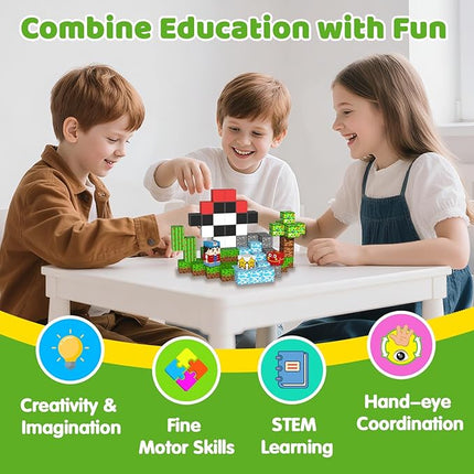 Magnetic Blocks, 208PCS Magnetic Building Blocks, Stacking Magnets for Kids, Sensory Toy for STEM Constructions Magnet Blocks for Boys Girls Age 3+, Christmas Birthday Gifts