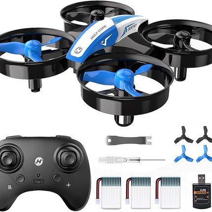 Holy Stone Mini Drone for Kids and Beginners RC Nano Quadcopter Indoor Small Helicopter Plane with Auto Hovering, 3D Flips, Headless Mode and 3 Batteries, Great Gift Toy for Boys and Girls, HS210 Blue