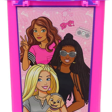 Barbie Store It All! Rolling Storage Bin – Extra-Large Organizer Case with Wheels & Handle for Barbie Dolls, Clothes, Accessories & Playsets – Pink Portable Travel Toy Box