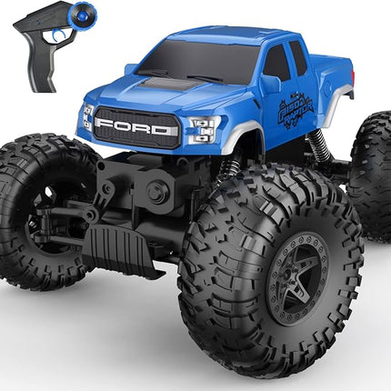 DOUBLE E Ford Raptor F150 RC Car 4WD Monster Trucks for Boys,11 Inches Off Road Crawler Vehicle RC Truck Toy Gift for Boys Girls 6 7 8-12 Years-Blue