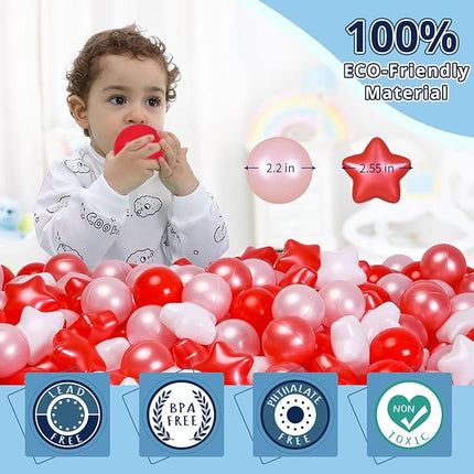 STARBOLO Star Ball Pit Balls for Toddlers - 100pcs Crush Proof Plastic Children's Toy Balls Macaron Ocean Balls for Birthday Parties Games Pool