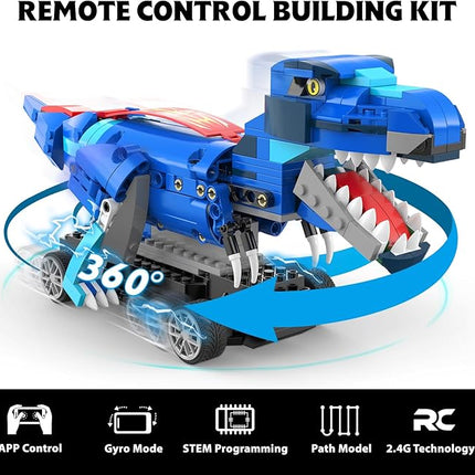 Yerloa Dinosaur Toys for Boys Age 8-12 5-7 6-7, Jurassic Building Kits for Kids 6 7 8 9 10 11 12 + Year Old, 343 Pcs Remote Control STEM Projects Building Blocks Sets Educational Birthday Easter Gifts