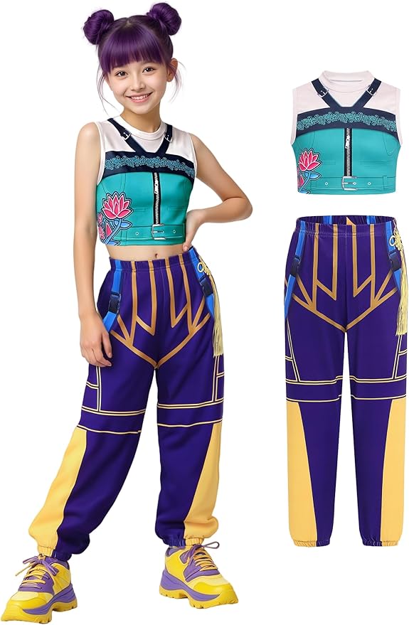 Girls Demon Pop Singer Hunters Costume 3-14 Years Stage Dance Idol Cosplay Outfit, Kids Halloween Costumes