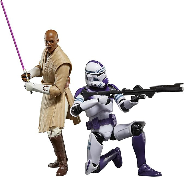 STAR WARS The Black Series Mace Windu & 187th Legion Clone Trooper 6-Inch Scale Action Figure Set Clones of The Republic (G0212)