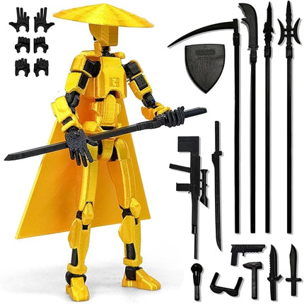 Already Assembled T13 Action Figure Accessories,T13 Multi-Jointed Movable 3D Printed Toys (Yellow-A)