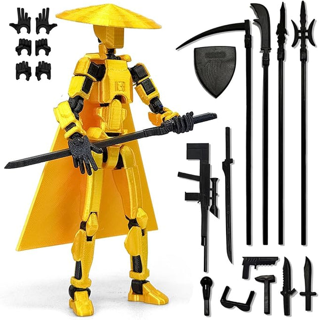 Already Assembled T13 Action Figure Accessories,T13 Multi-Jointed Movable 3D Printed Toys (Yellow-A)