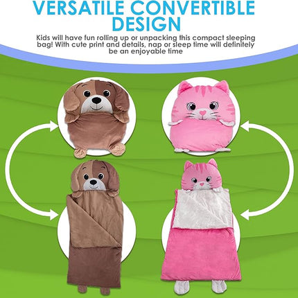 Kid's Nap Buddies Character Preschool Nap Mat, Toddler Sleeping Bag with Pillow for Daycare, Ages 3+