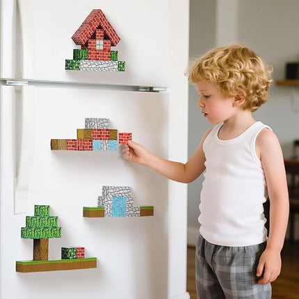 Hayder 100PCS Magnetic Building Blocks, Build Forest World Set, Stacking Magnet Cubes STEM Montessori Sensory Toys for Kids 3+