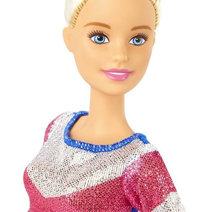 Barbie Careers Playset, Blonde Gymnast Doll with Balance Beam, Twirling Toy & 15+ Accessories Including Clothes, Hoops, Trophy & More