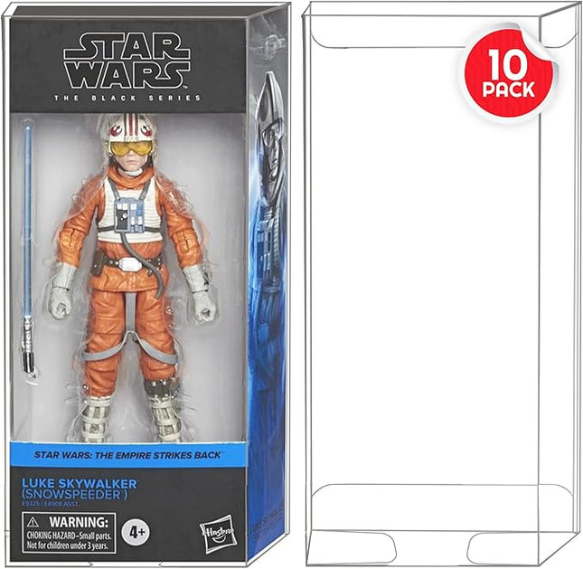 EVORETRO Action Figure Display Protective Case for Star Wars Black Series with Angled Corners Regular, 6 inches Boxed Carded Action Figures - 10 Pack - Ultra Clear PET Plastic Box Protector