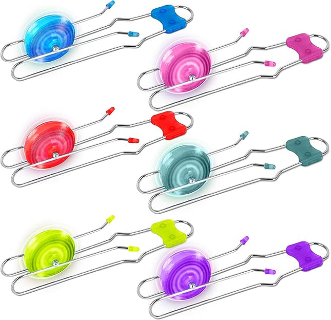 ArtCreativity Retro Light Up Gyro Wheels Set for Kids- Includes 6, 8.5 Inch Rail Twisters, Mesmerizing Spinning and Lighting Effects Design- Top Fun Gift for Boys and Girls