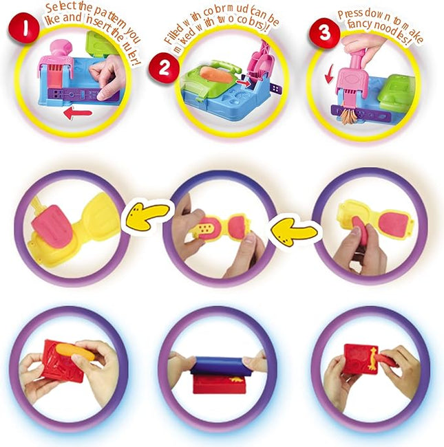 Burger Barbecue Color Dough Sets,Play Food Modeling Dough Kitchen Creations Toys,21 Play Kitchen Accessories,Color Dough Set for Kids Ages 4-8, 5 Colors, Preschool Color Dough Cooking Toy