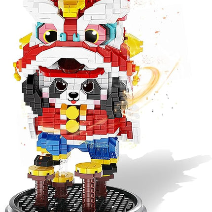 Lion Dance Panda Building Blocks Set, 1235PCS Micro Mini Building Blocks for Adults, Panda Toys for Boys and Girls